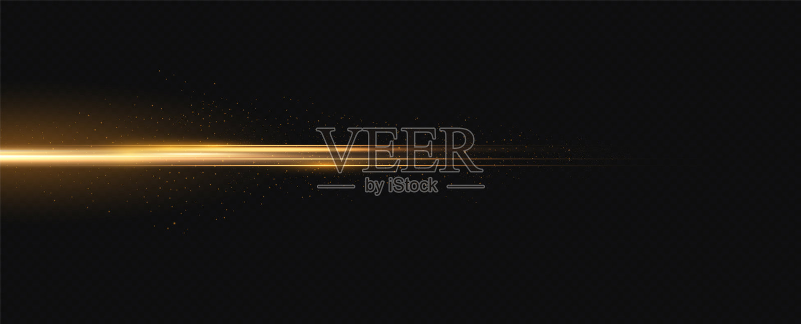 黄金水平镜头耀斑包。激光束，水平光线。发光透明矢量光效果集，爆炸，闪光，火花，太阳耀斑。插画图片素材