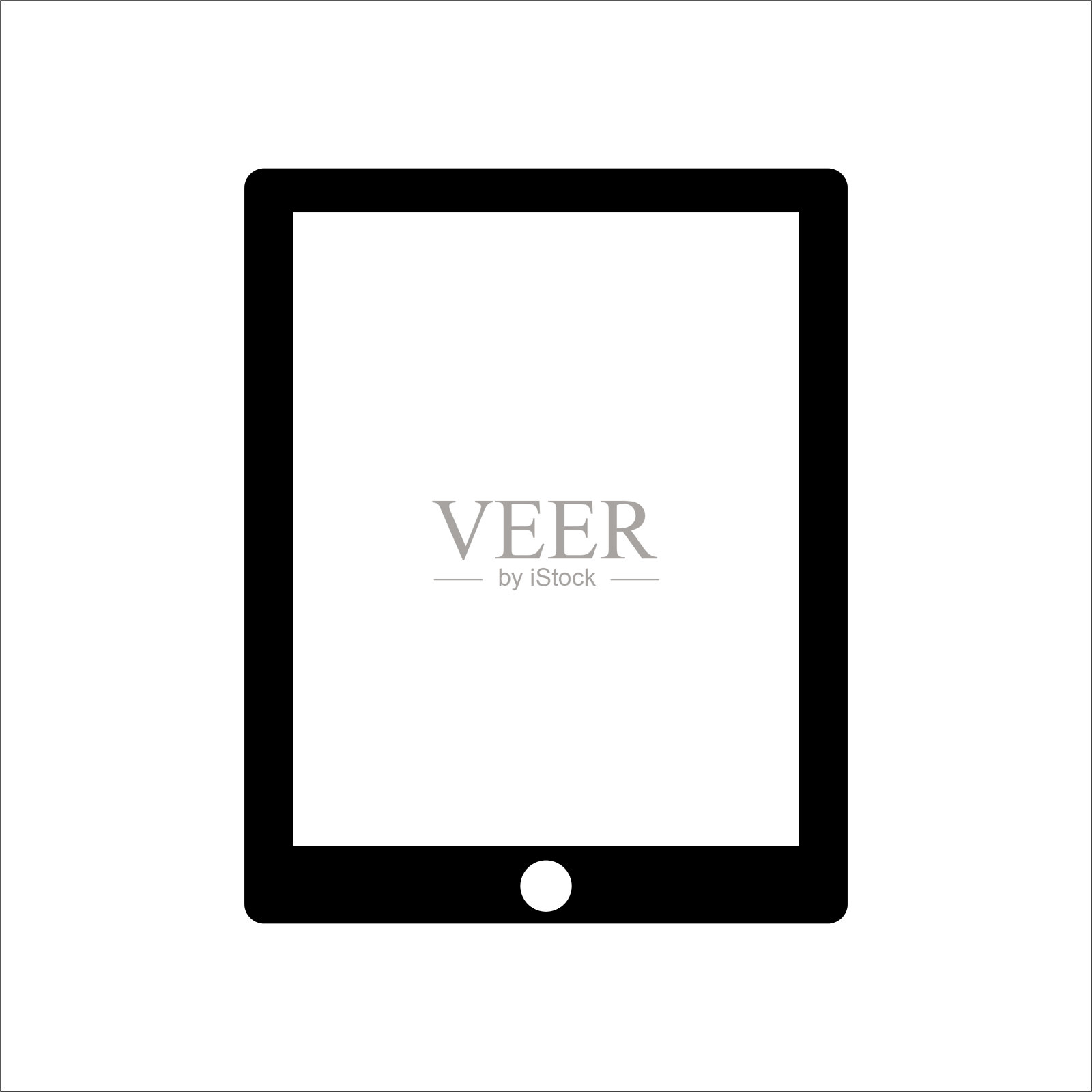 一个平板电脑图标。平板ic在扁平风格黑色背景。屏幕设备模型空白监视器。矢量插图。股票的形象。图标素材