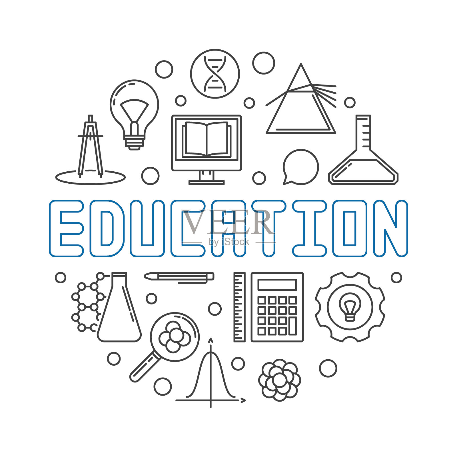 教育矢量圆概念插画在细线风格插画图片素材