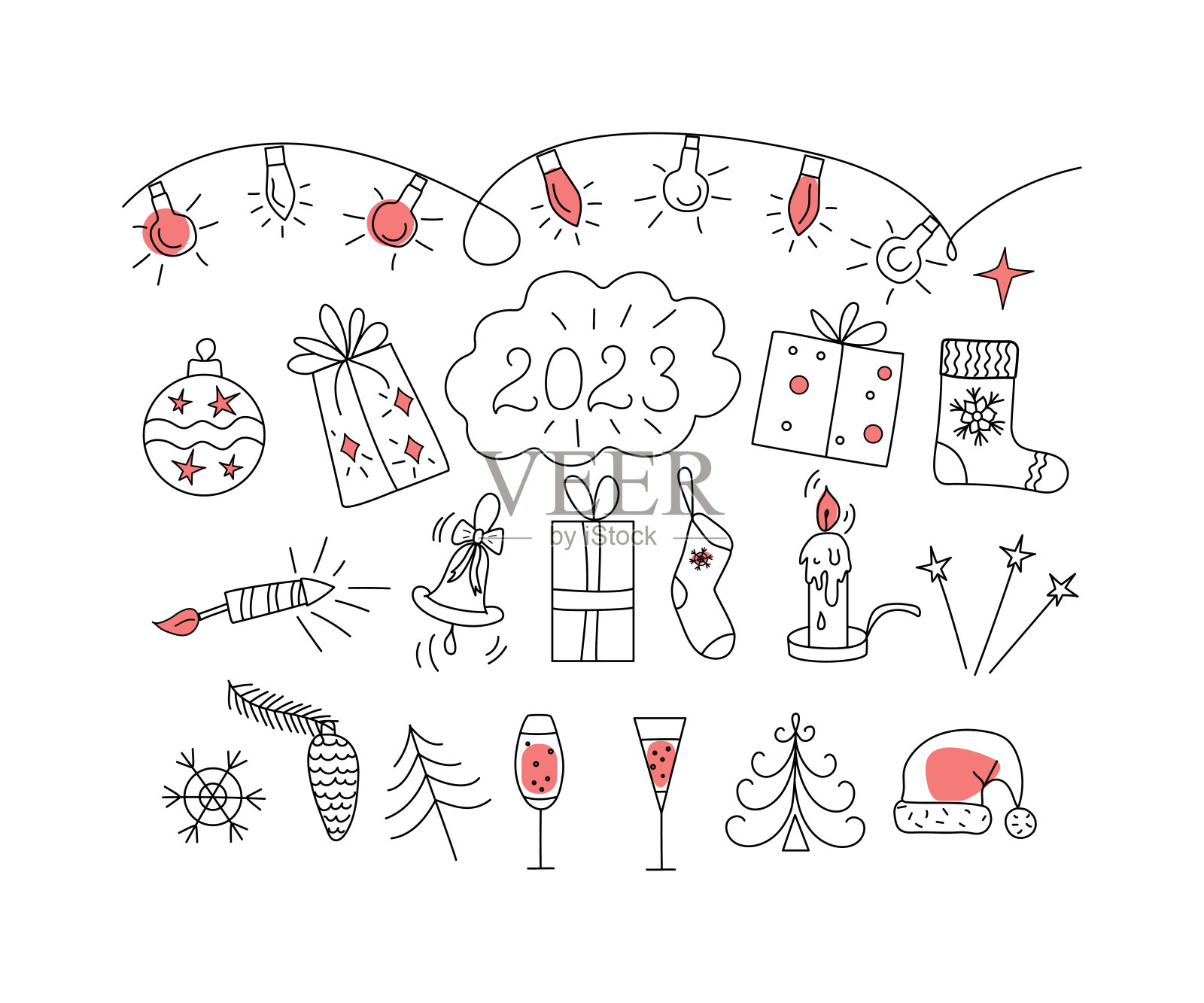 圣诞图标，徽章。插画图片素材