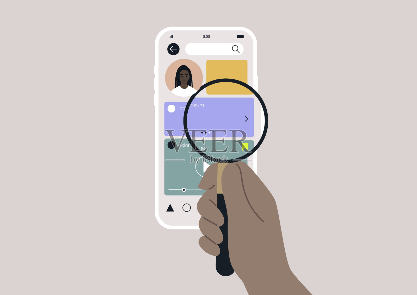 一个在线跟踪者在调查受害者的社交媒体账户信息插画图片素材