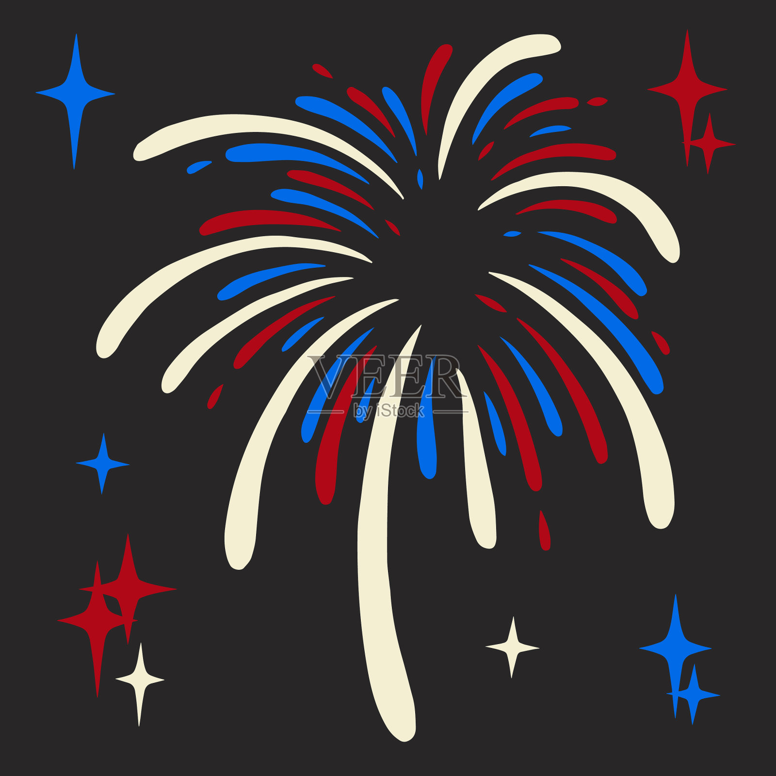 节日烟花缤纷标签复古插画图片素材