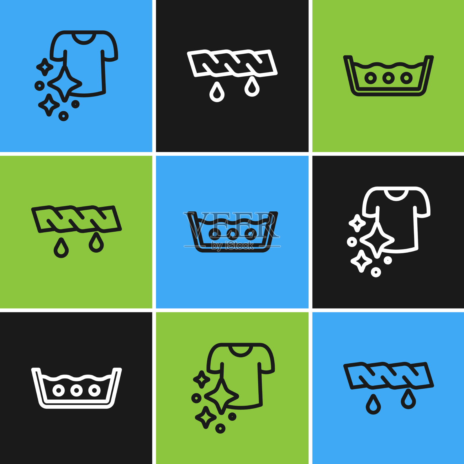 设定晾衣线的温度洗涤和插画图片素材