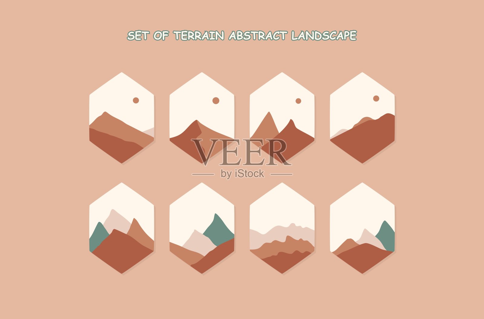 一组地形抽象景观插画图片素材