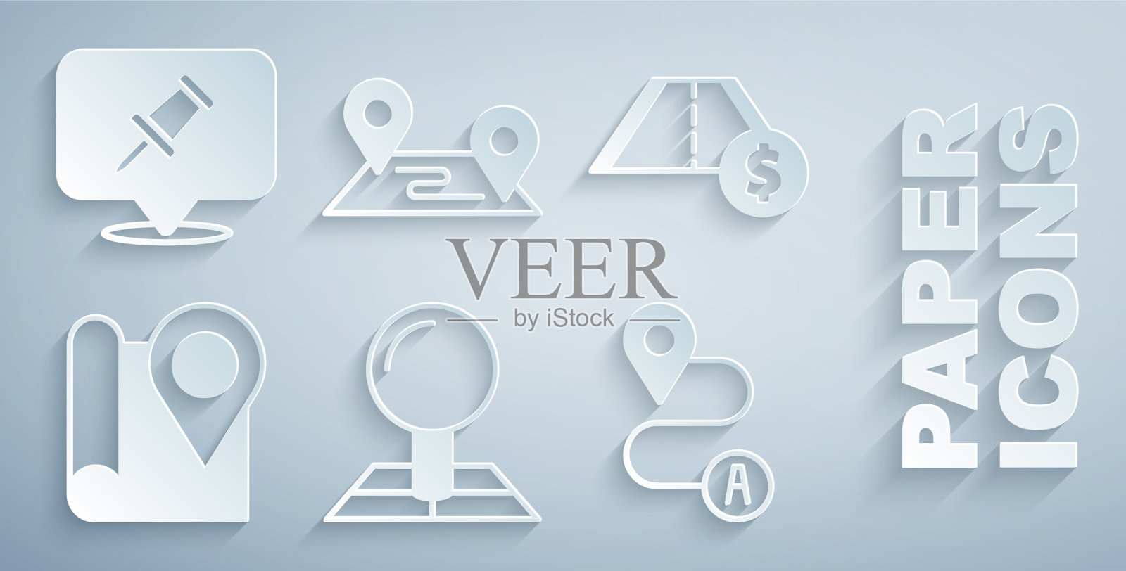 设置折叠地图与位置标记收费公路图标素材