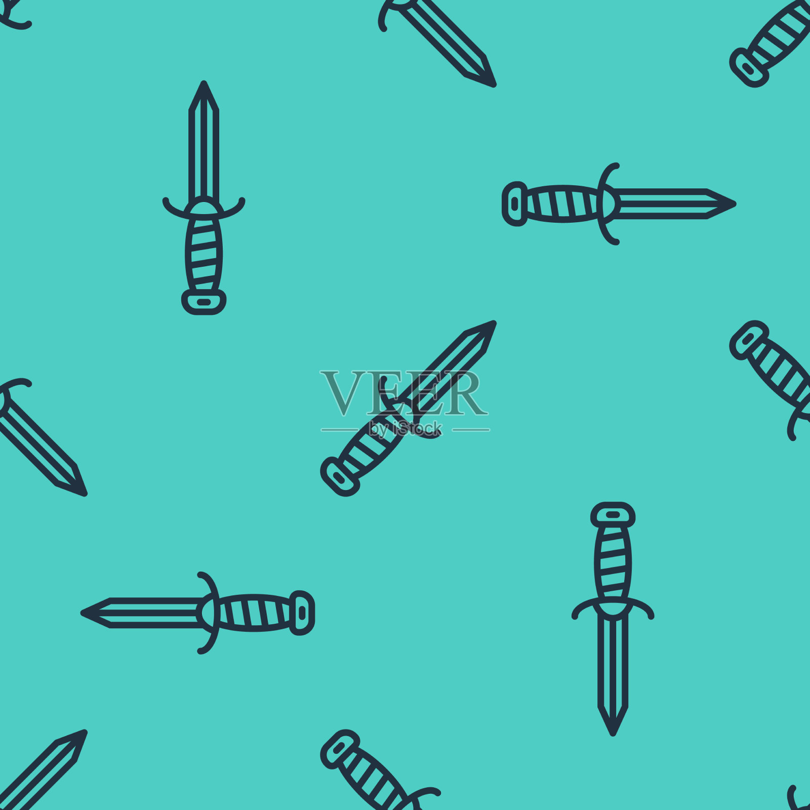 黑线军刀图标隔离无缝插画图片素材