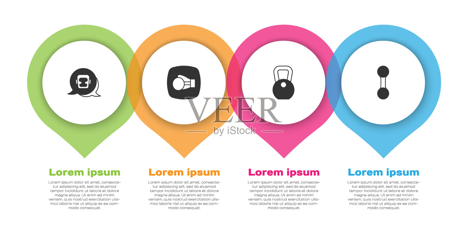 设置拳击头盔手套重量和哑铃图标素材