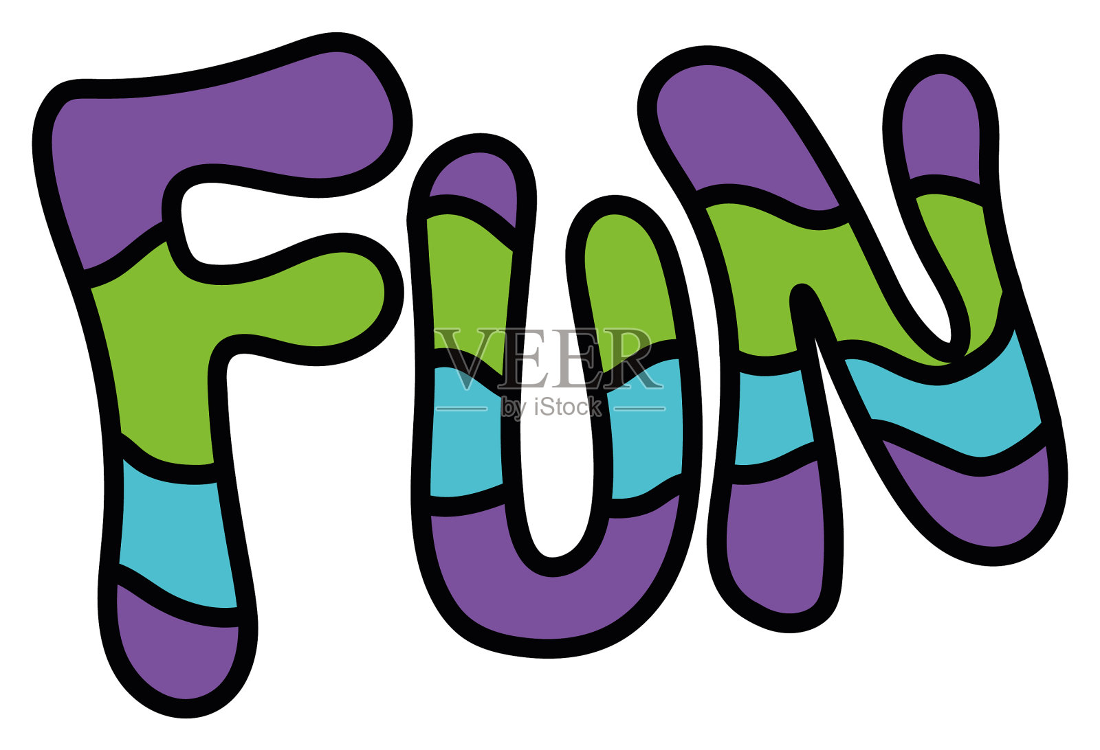 孤立的彩色60年代groovy有趣的文本设计元素图片