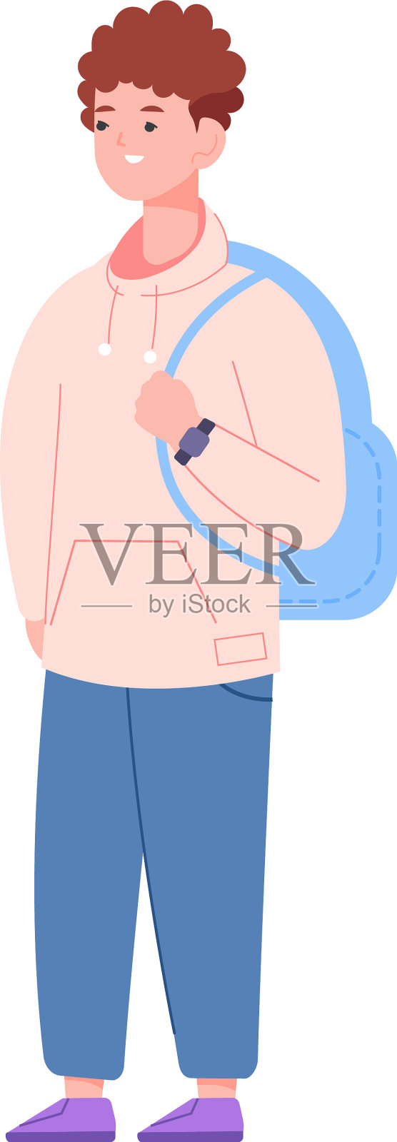 背着背包的学生角色设计元素图片