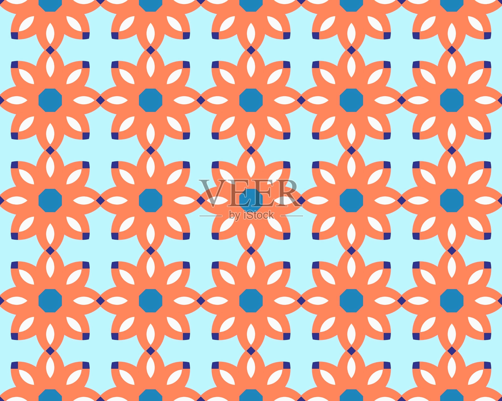 东方民族几何无缝瓷砖图案，采用各种传统元素风格设计插画图片素材