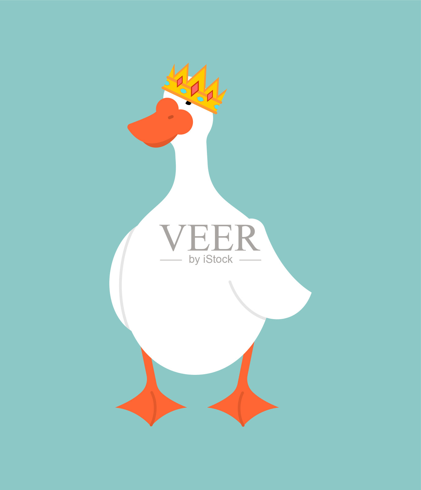 鹅王被隔离。尺子水鸟矢量插图插画图片素材