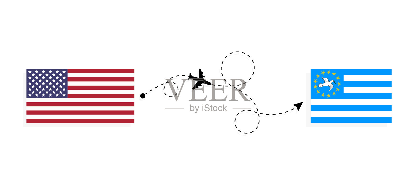 乘客机从美国飞往喀麦隆南部插画图片素材