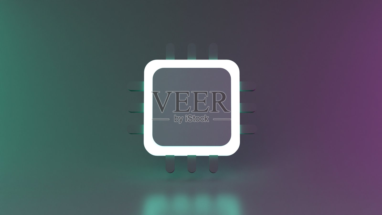 计算机处理器图标。3 d渲染插图。照片摄影图片