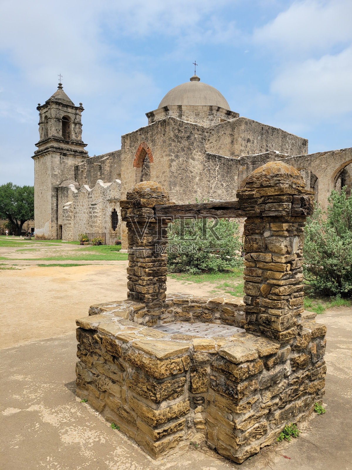在圣安东尼奥的使命国家历史公园的使命圣何塞垂直视图照片摄影图片