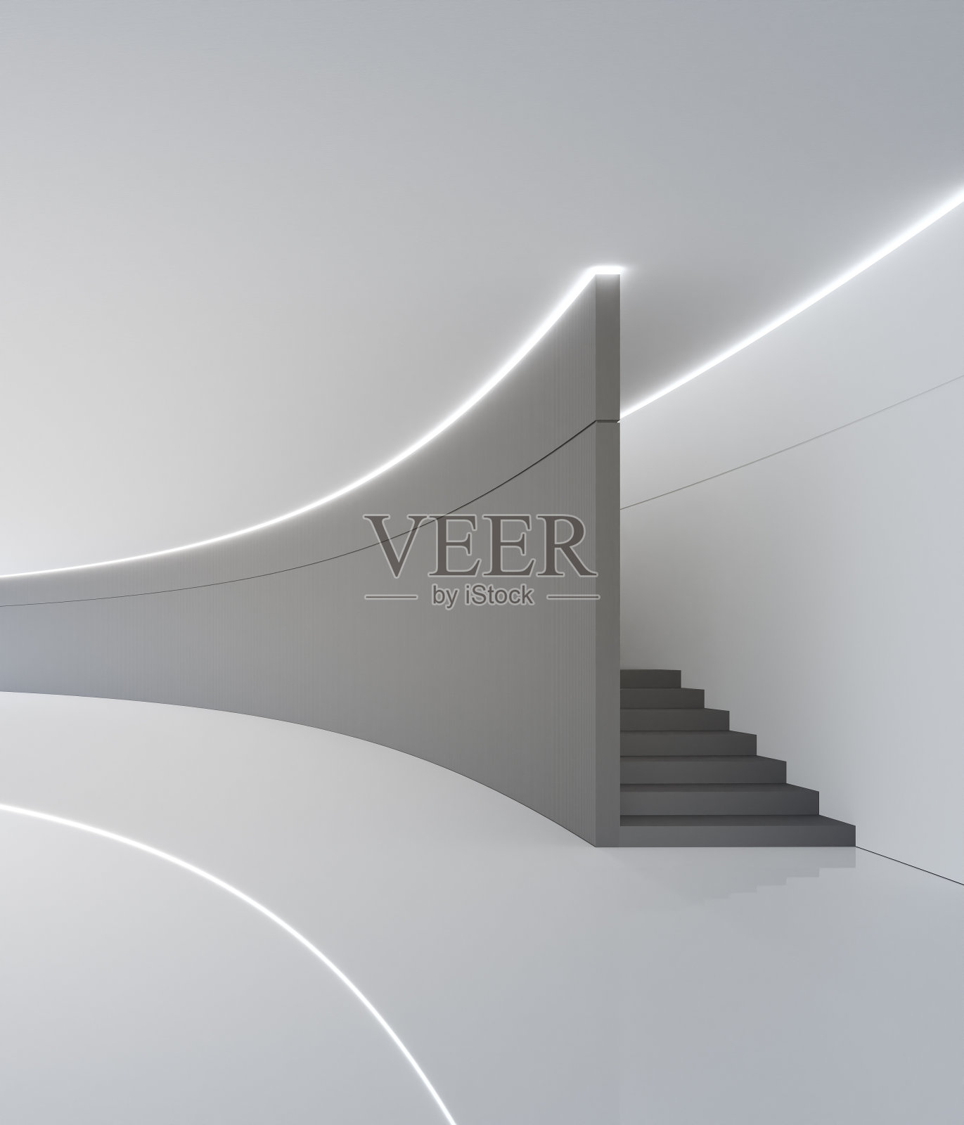 现代展厅或实验室的豪华室内设计3D渲染照片摄影图片