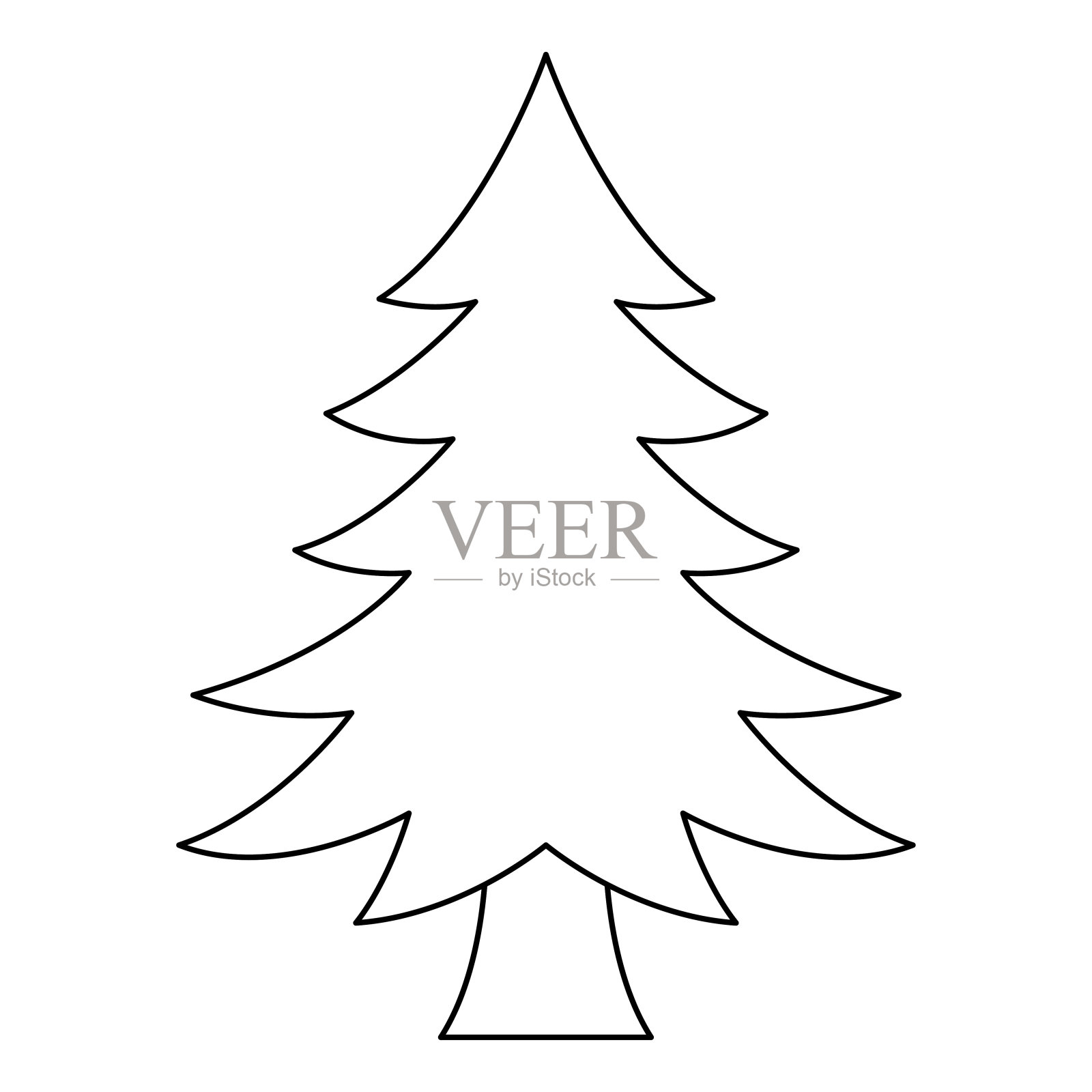 儿童用圣诞树涂色页插画图片素材