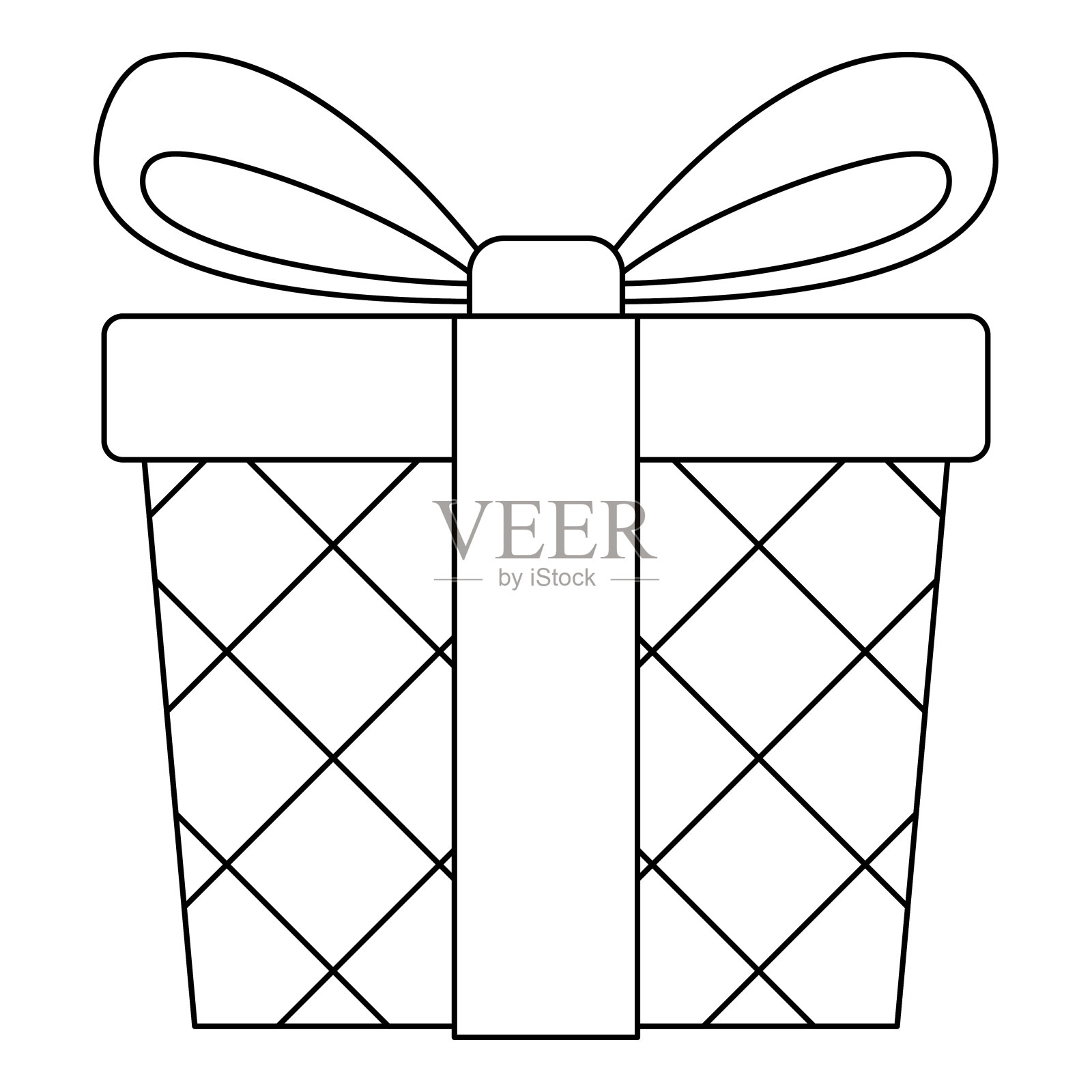 儿童礼品盒涂色页插画图片素材