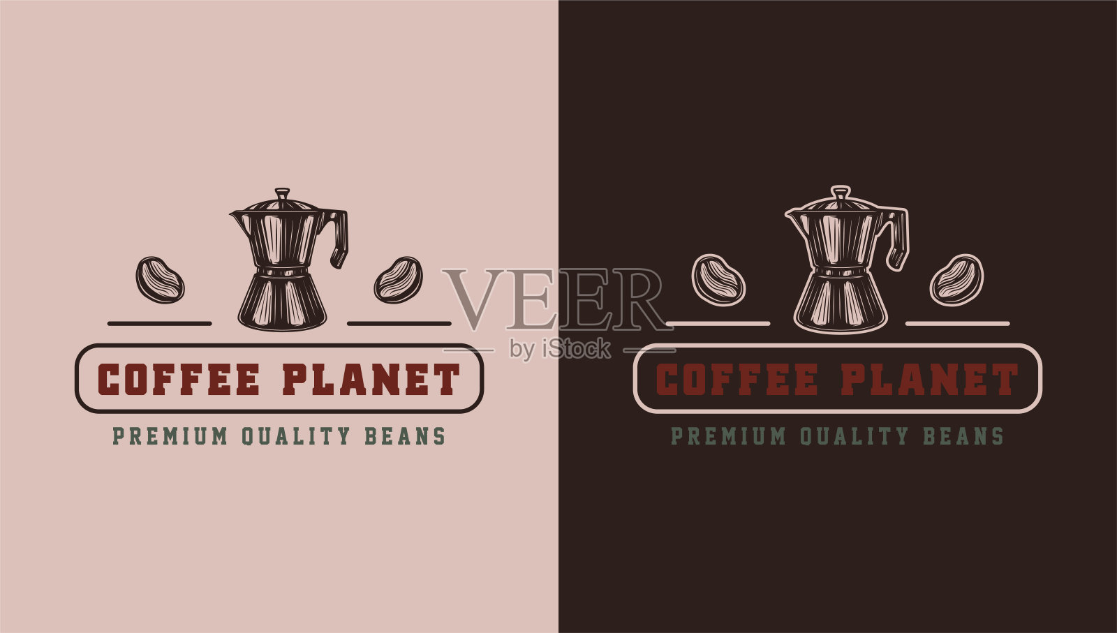 一套复古复古咖啡徽章，标志，徽章，标签。标记、海报或印刷品。单色图形艺术。矢量插图。雕刻风格插画图片素材