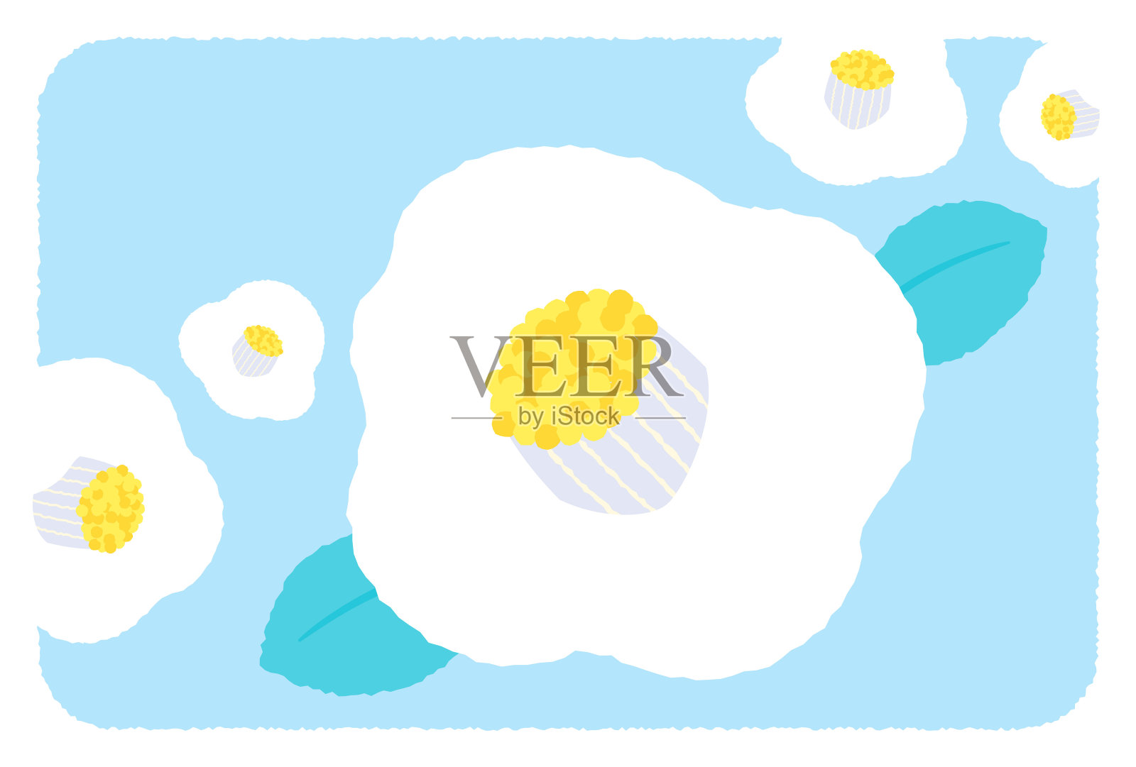 冬季贺卡，图案，插图，山茶花，横向构图插画图片素材