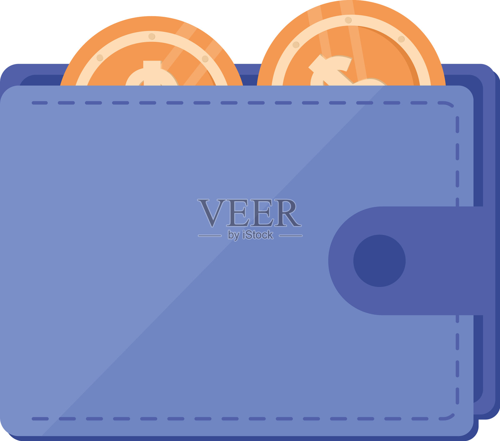 蓝色的钱包设计插画图片素材