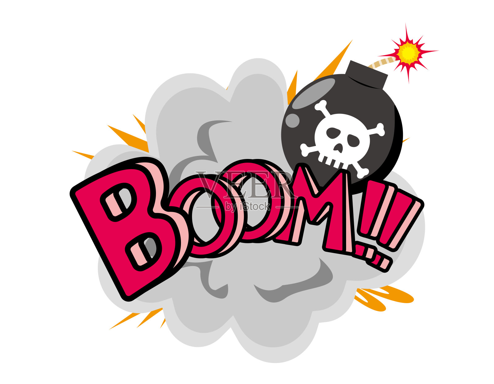 炸弹爆炸了。头骨标志。繁荣。矢量插图。设计元素图片