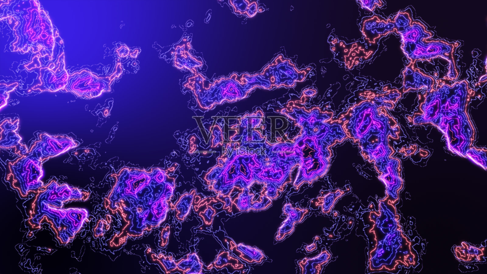 顶视图辉光粉紫蓝数字景观。3 d渲染。照片摄影图片