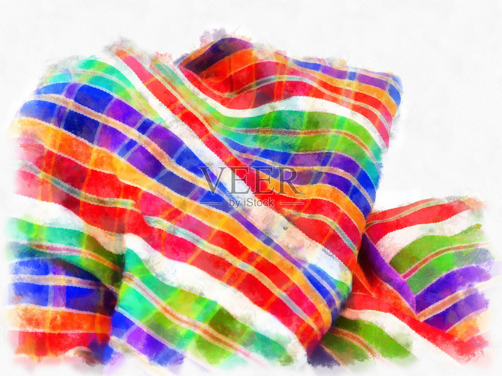 缠腰布或苏格兰薄纸风格水彩风格插图印象派绘画。插画图片素材