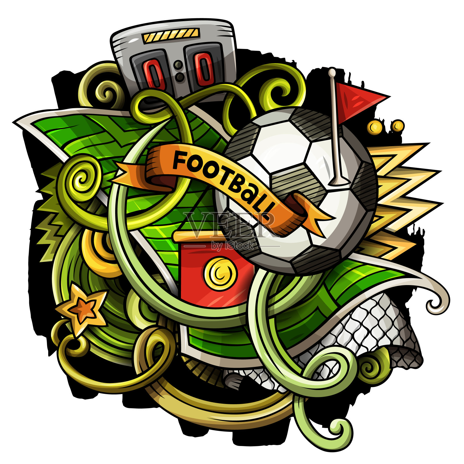 卡通矢量涂鸦足球插图插画图片素材