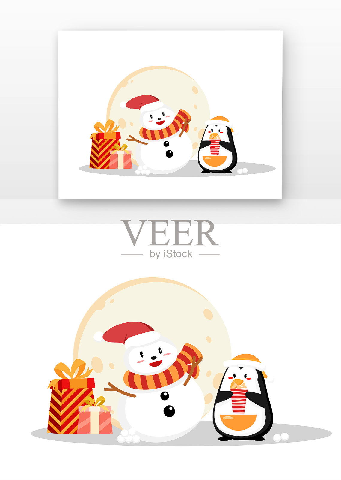 原创元素圣诞节雪人企鹅元素设计元素图片