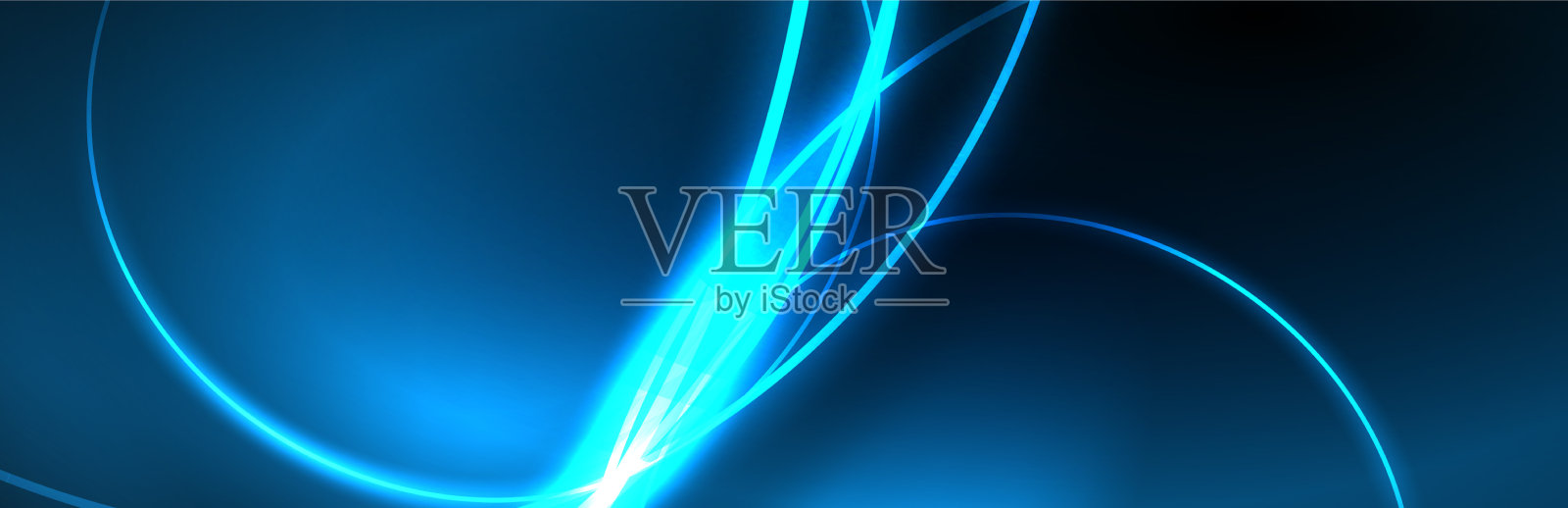 蓝色霓虹灯发光的线条魔力能量空间光插画图片素材