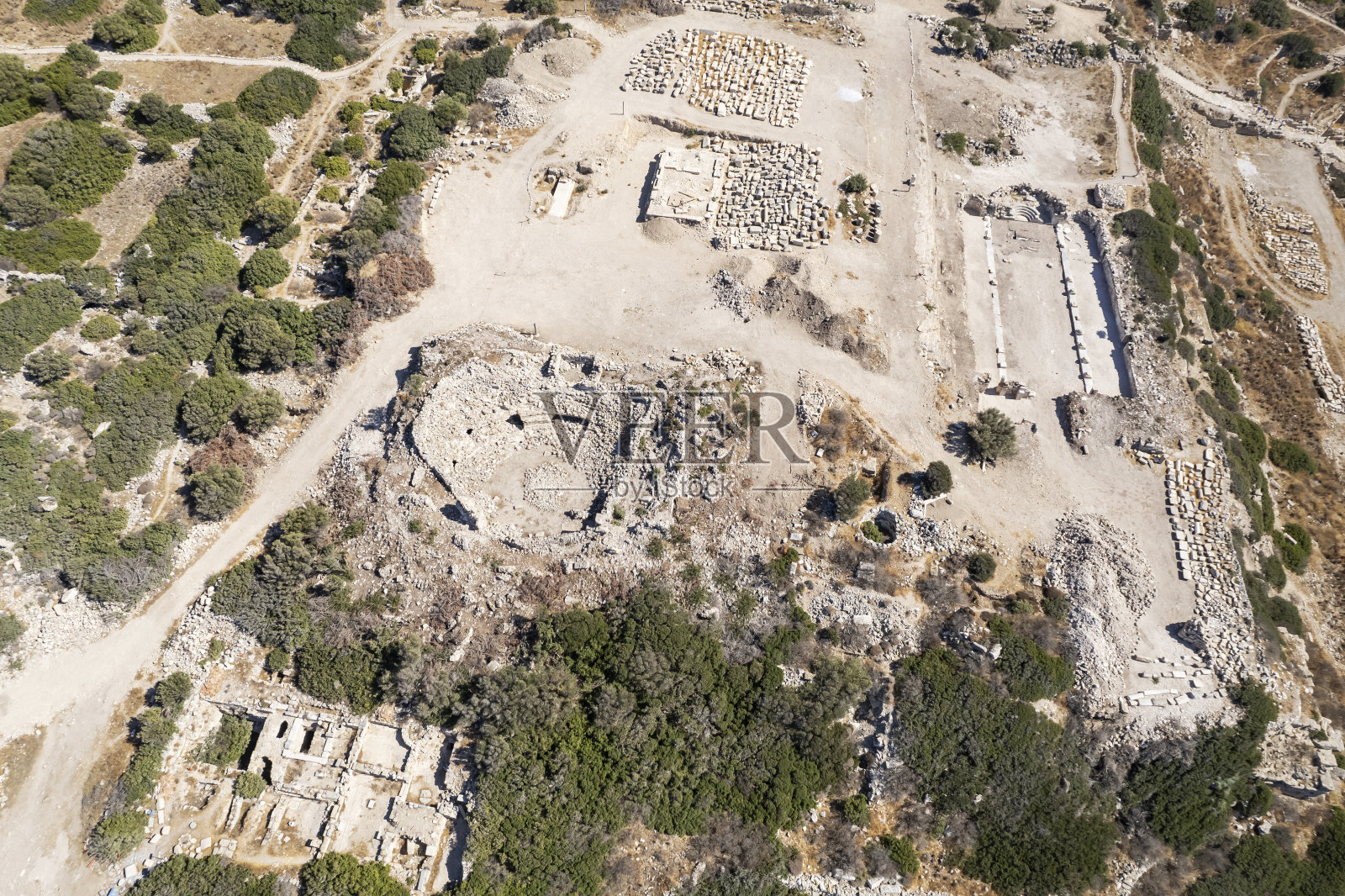 克尼多斯古城鸟瞰图，位于现在的土耳其穆格拉照片摄影图片