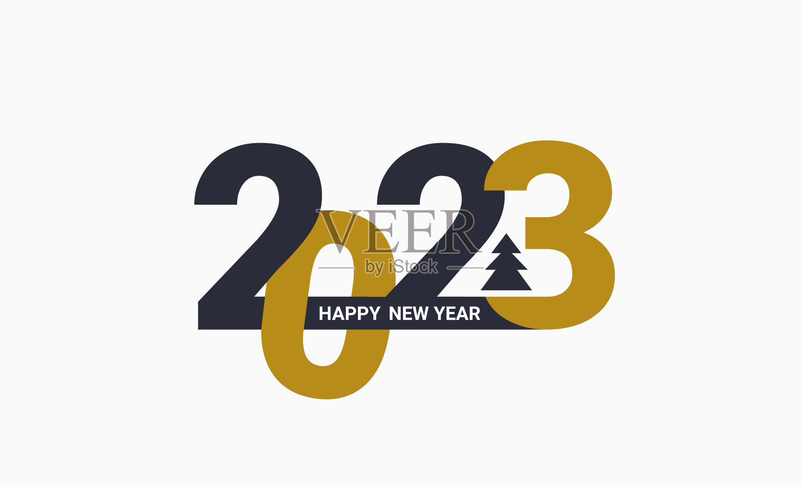 2023年新年旗帜，黑色，金色的数字。插画图片素材