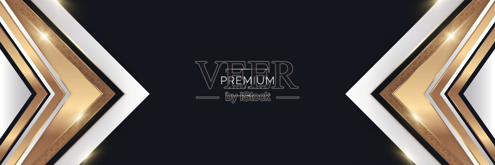 抽象的白色，黑色和金色的豪华背景。优雅的高级背景与剪纸风格插画图片素材