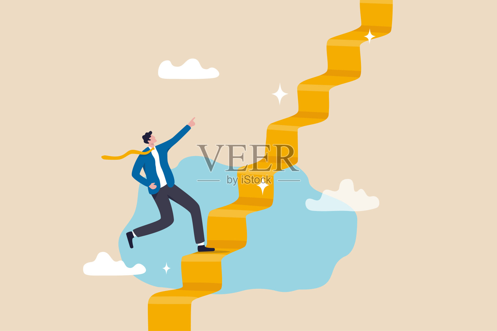 成功的阶梯成功和达到商业目标的阶梯成长或成长的职业道路成功的动力