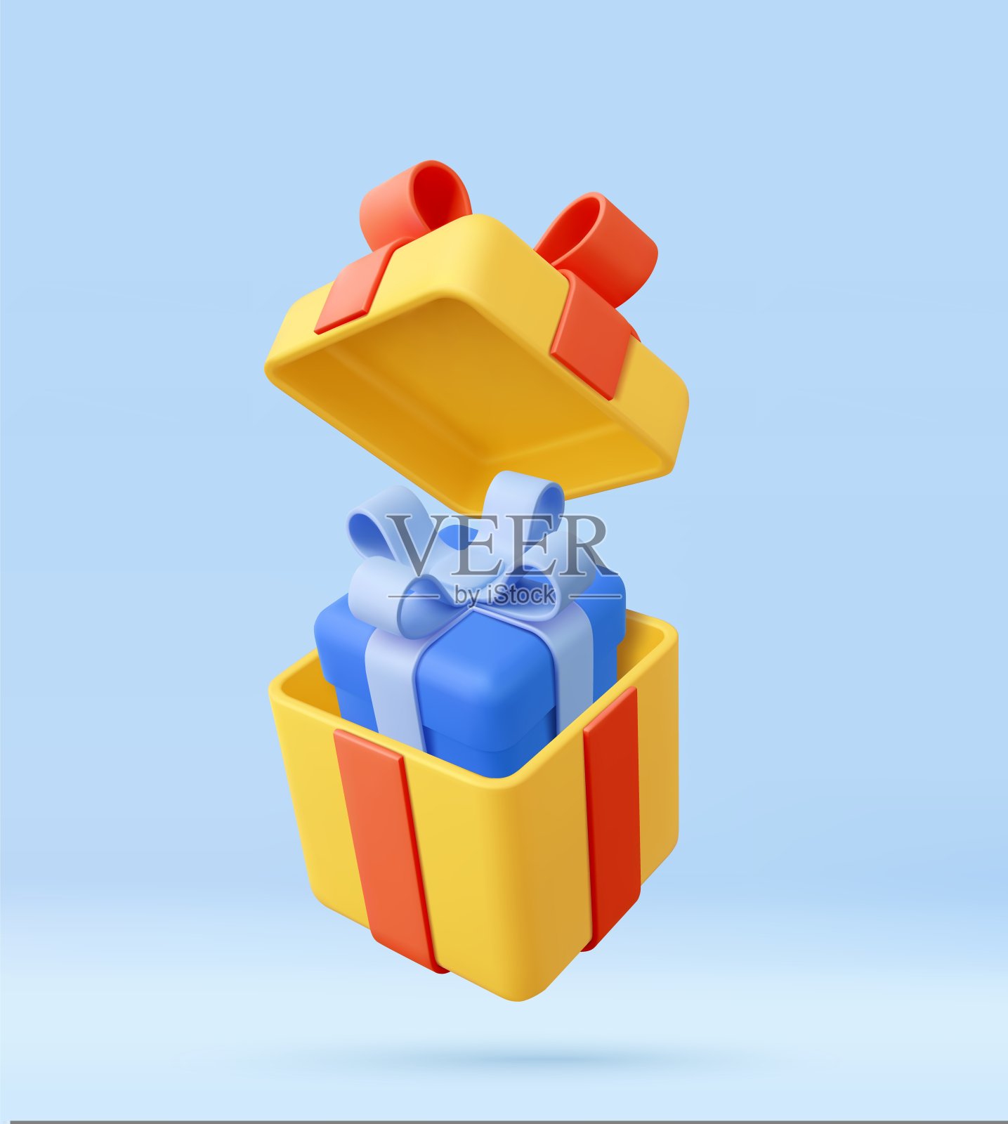 3d打开礼品盒惊喜插画图片素材
