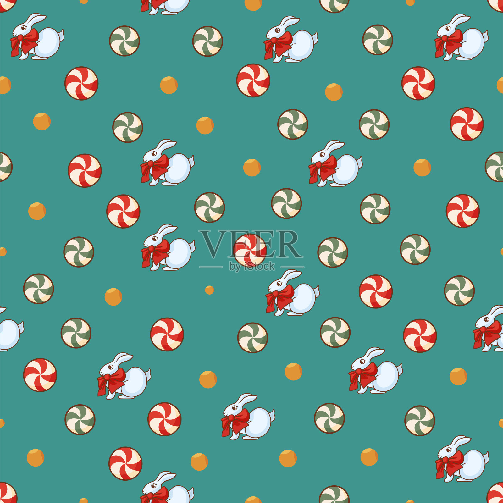 可爱的圣诞无缝图案，复古圣诞风格的矢量。舒适的圣诞冬季设计用于冬季室内装饰，印刷海报，贺卡，商业横幅，包装。插画图片素材