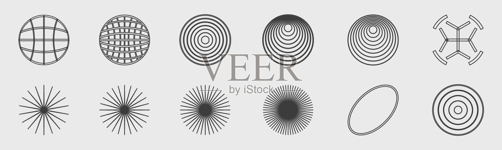 复古未来元素的设计。抽象图形几何符号的集合。简单的形状形式。插画图片素材