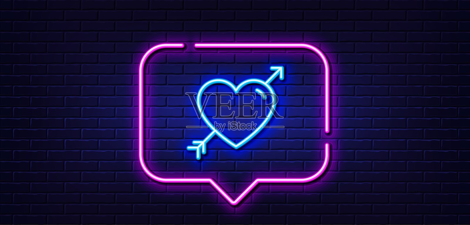 爱行图标。情人节的标志。霓虹灯说话泡泡。向量插画图片素材