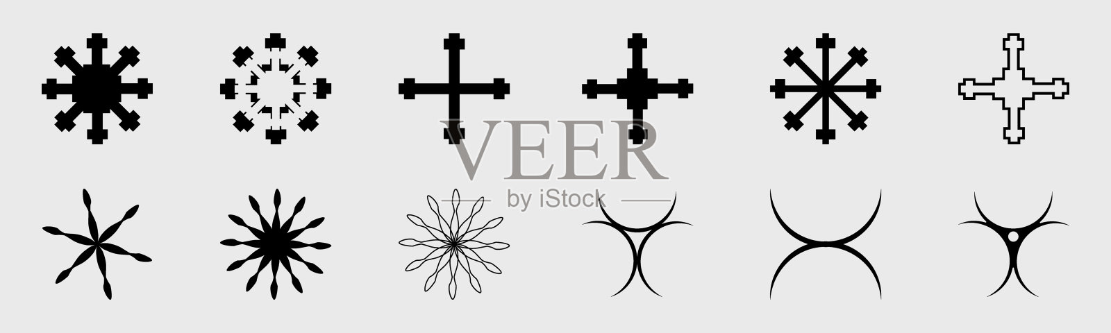 Y2K的向量集。简约的几何元素。简单的形状形式。插画图片素材