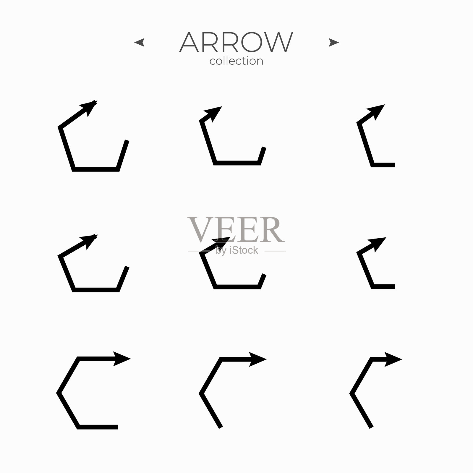 线箭头图标设置。行图标集合。现代向量符号。设计元素图片