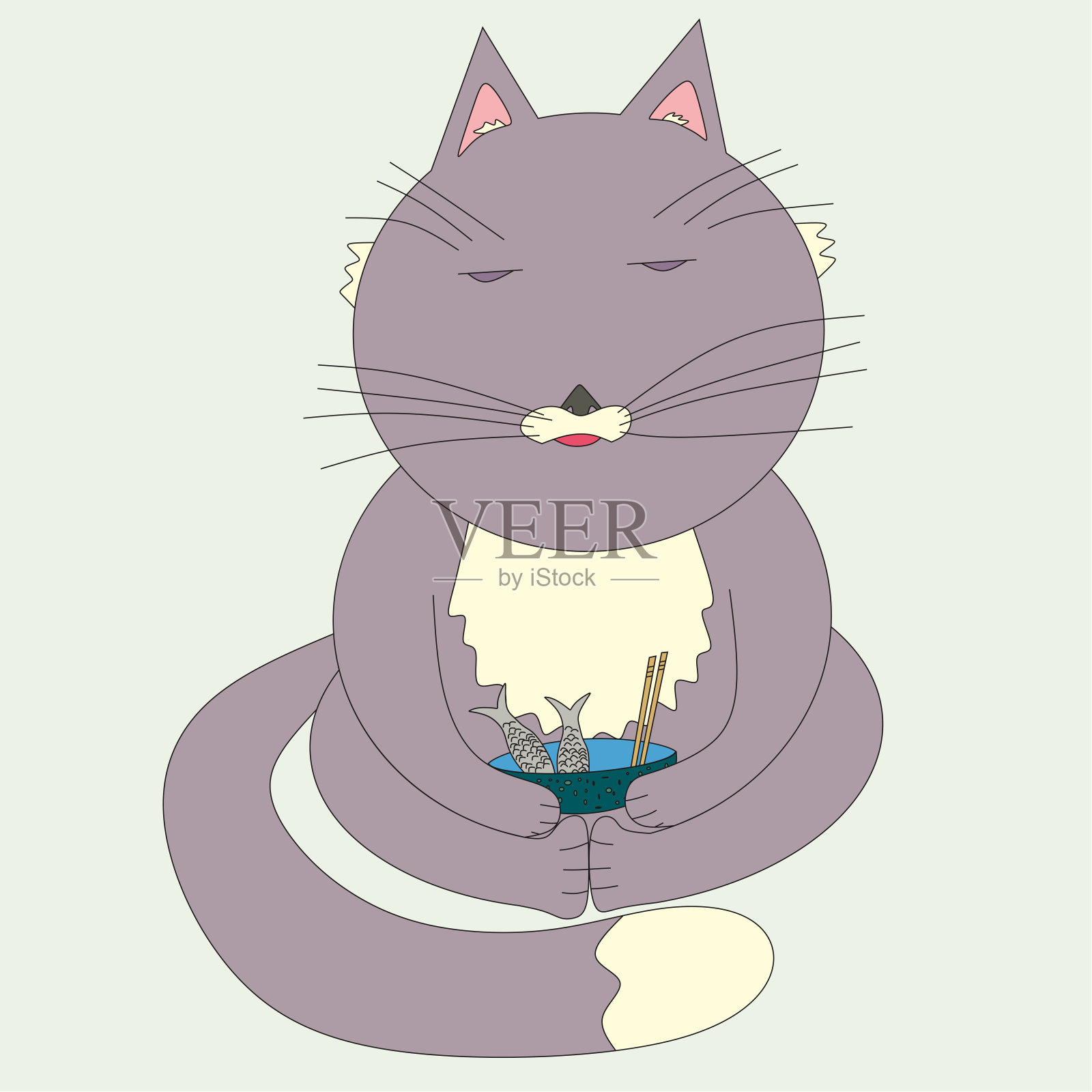 冥想的猫插画图片素材