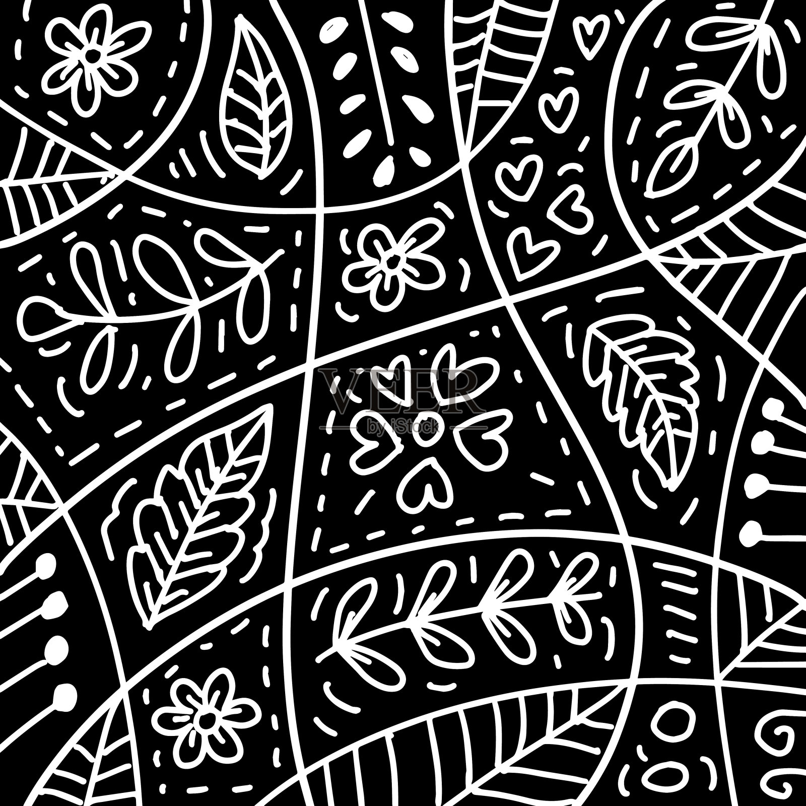 涂鸦抽象的花卉装饰图案插画图片素材