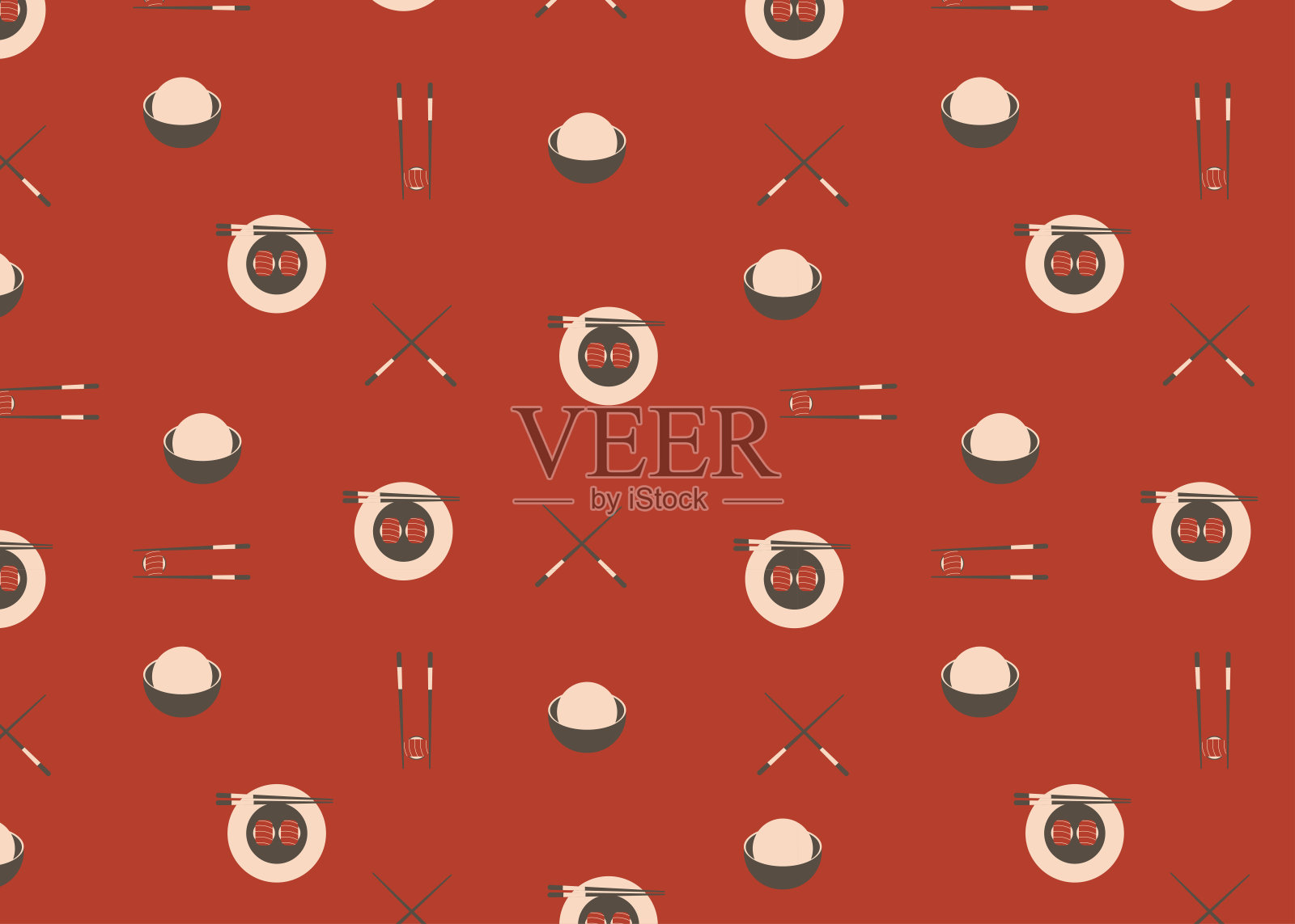 寿司，日式料理无缝模式设计元素图片