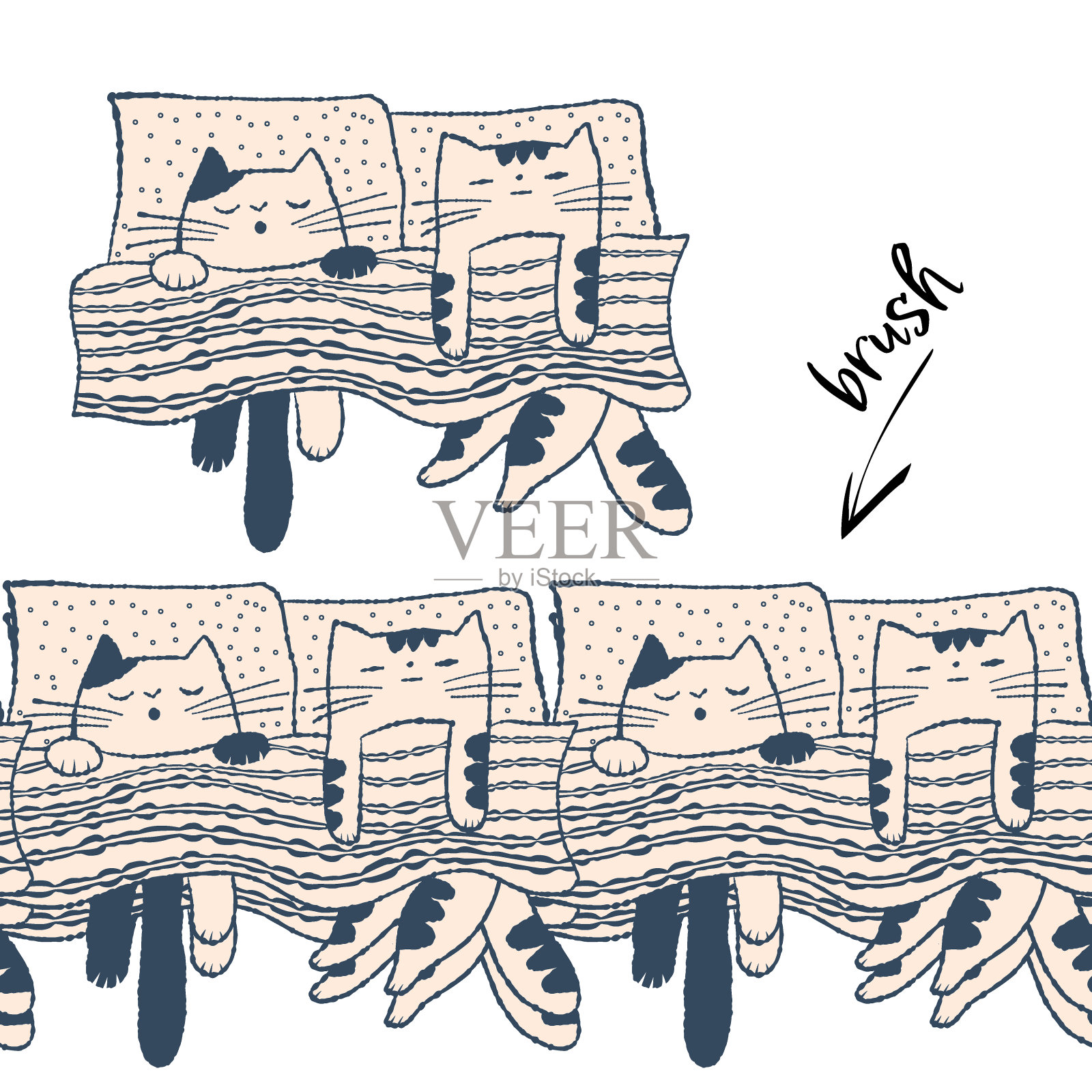 用熟睡的海豹制成的无缝刷。插画图片素材