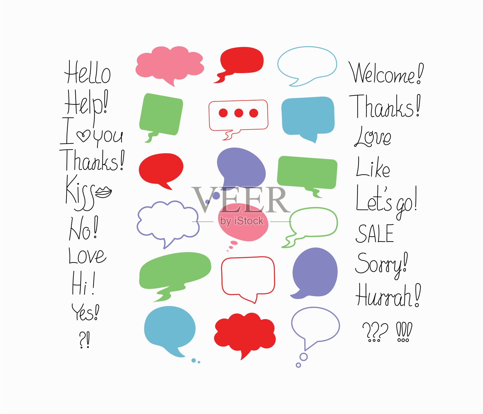 短语，泡泡。插画图片素材