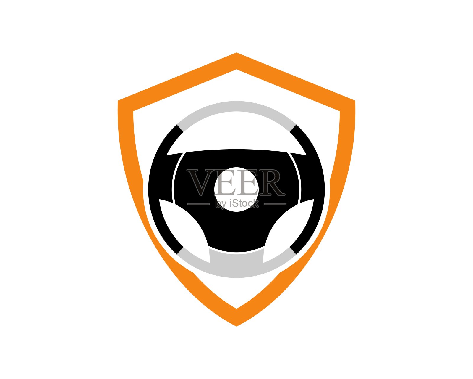 盾形与方向盘内部插画图片素材