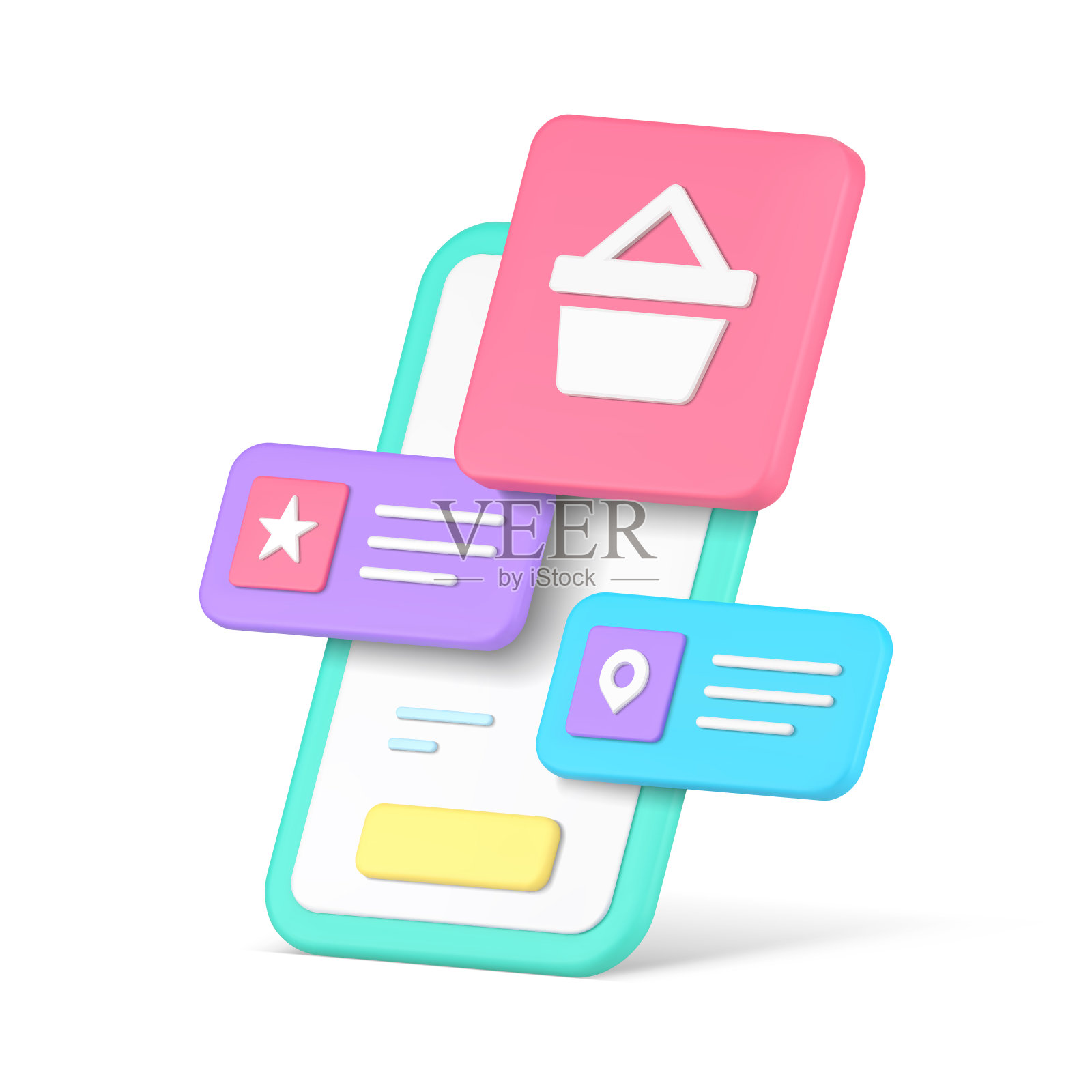 购物网上商店商业零售智能手机应用程序按钮3d图标等距矢量图标素材