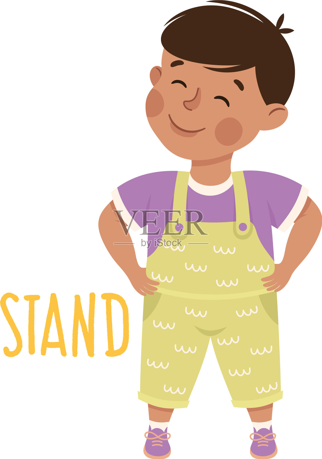 小男孩微笑着站着演示设计元素图片