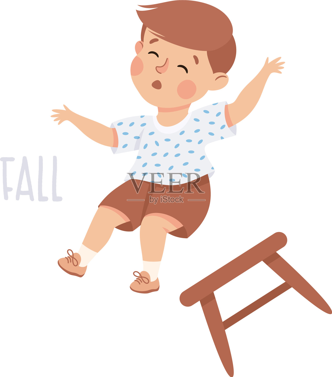 小男孩从凳子上摔下来示范设计元素图片