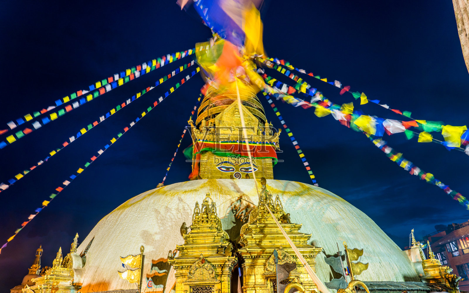 斯瓦扬布塔的夜景照片摄影图片